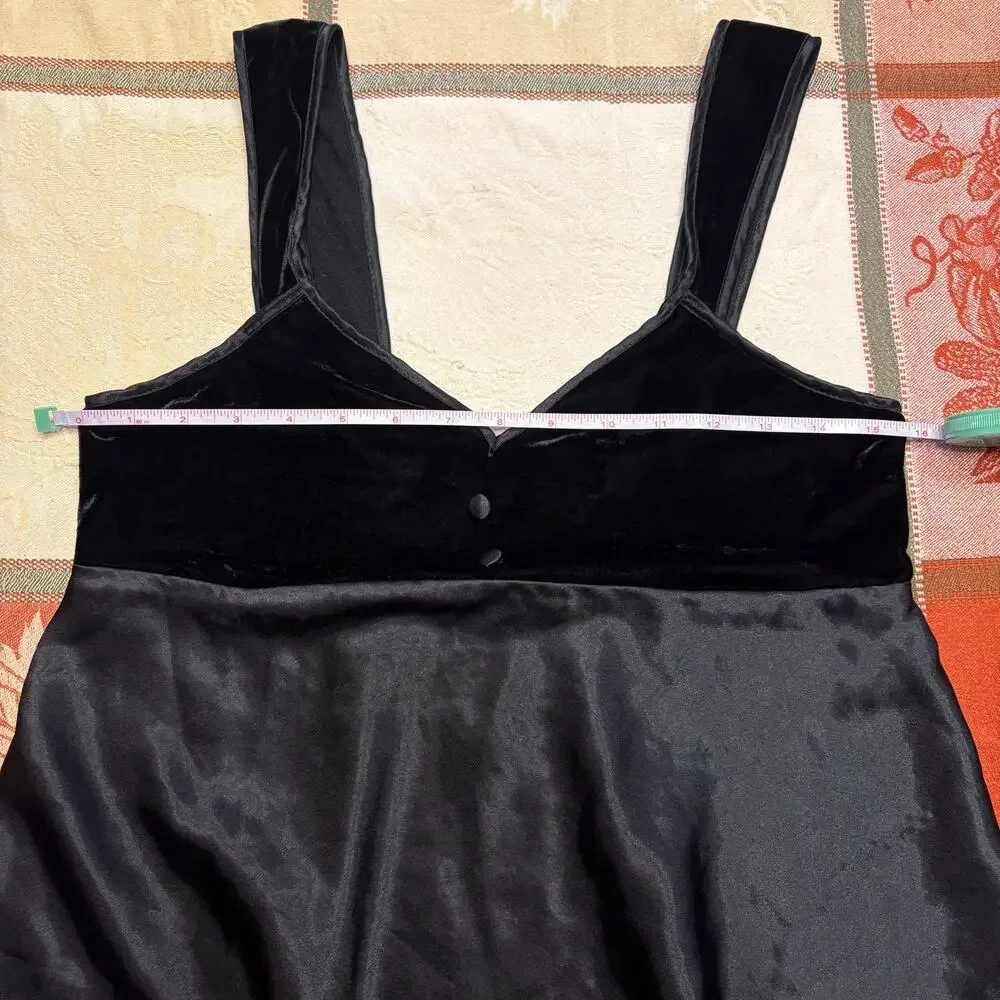 Expressions California Dynasty Black Velvet Satin Babydoll Top